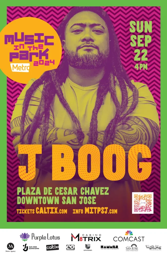 Music in the Park poster for J Boog 2024